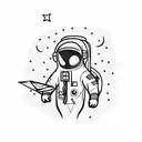 astronaut with paper planes tattoo design idea