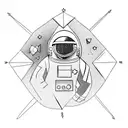 astronaut with paper planes tattoo design idea