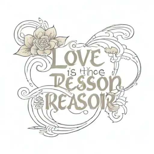 in Buddhist style the inscription “Love is the reason for everything in the world” minimalism on the arm above the elbow from the back. You can add tattoo design idea