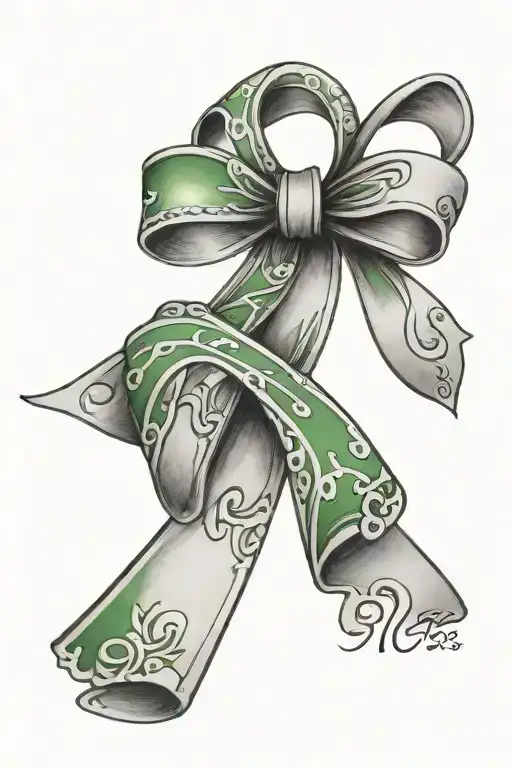 tribute tattoo for mom with green cancer ribbon tattoo design idea