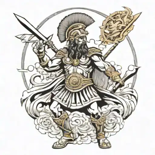Greece god of warriors tattoo design idea