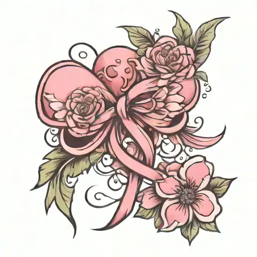 breast cancer and infertility tattoo design idea