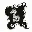 rainbow colored flame and dragon on full sleeve tattoo design idea