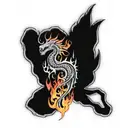 rainbow colored flame and dragon on full sleeve tattoo design idea