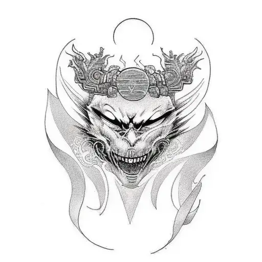 Azrael is advancing towards the sun visible from the top of the mountain. tattoo design idea