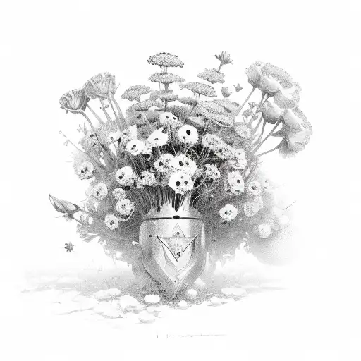 knight of flowers tattoo design idea