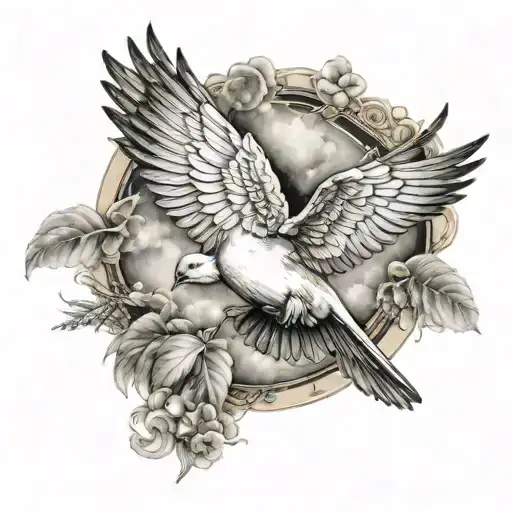 Dove flying to heaven tattoo design idea