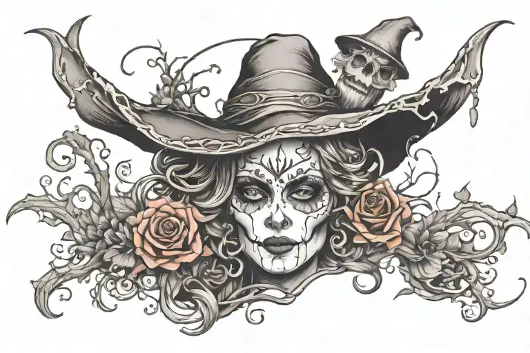 Spooky Mythical Witchy tattoo design idea