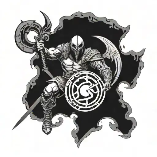 ares god of war with a yin yang symbol tattoo design idea