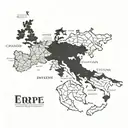 A blackwork tattoo of a detailed map of Europe with landmarks highlighted as travel destinations tattoo design idea
