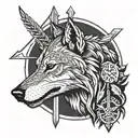 medieval wolf arrows tattoo design idea