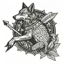 medieval wolf arrows tattoo design idea