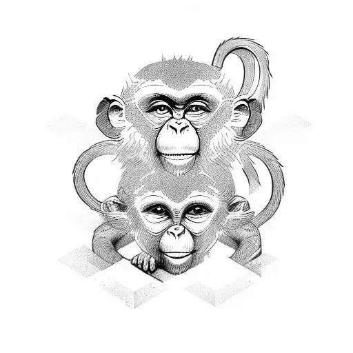 3 monkeys tattoo design idea