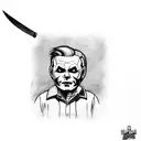 michael myers with knife attacks spongebob squarepants tattoo design idea