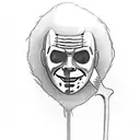 michael myers with knife attacks spongebob squarepants tattoo design idea