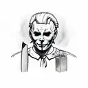 michael myers with knife attacks spongebob squarepants tattoo design idea