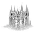Gothic cathedral engulfed in flames tattoo design idea
