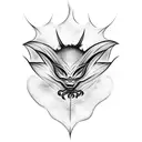 Sinister vampire bat emerging from a cloud of smoke tattoo design idea