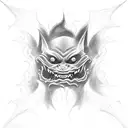 Sinister vampire bat emerging from a cloud of smoke tattoo design idea