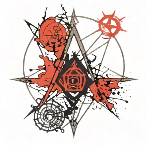 sigil of lucifer as above so below symbology smooth lines, minimalist tattoo design idea