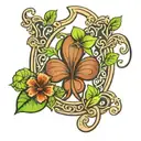 horse shoe clover leaf tattoo design idea