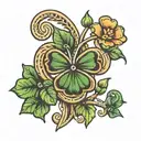 horse shoe clover leaf tattoo design idea