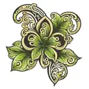 horse shoe clover leaf tattoo design idea