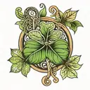 horse shoe clover leaf tattoo design idea