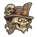 cartoon ghost wearing miners hat holding pick tattoo design idea
