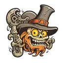 cartoon ghost wearing miners hat holding pick tattoo design idea