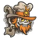 cartoon ghost wearing miners hat holding pick tattoo design idea