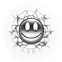 evil smiley face with pointy teeth tattoo design idea