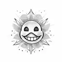 evil smiley face with pointy teeth tattoo design idea