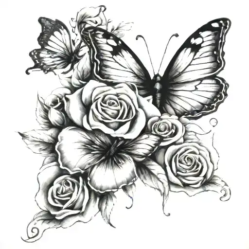 Butterflys, Roses, Bible verse Isaiah 41:10 tattoo design idea