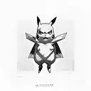 Pikachu in batman suite tattoo design idea