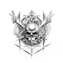 Dream Theater Majesty Symbol tearing through skin and being held onto by shreds of skin tattoo design idea