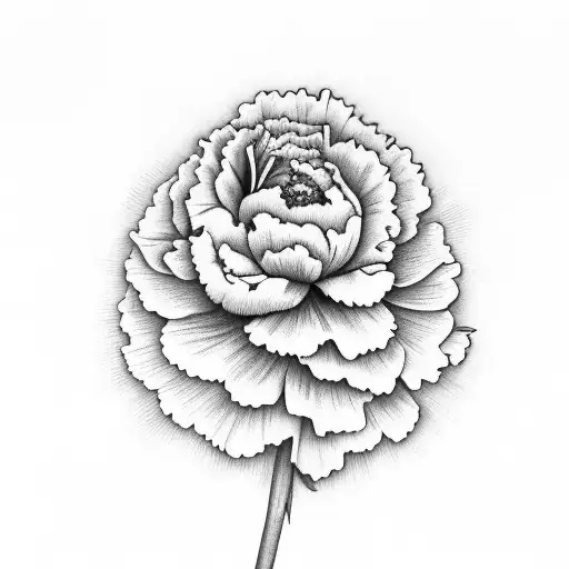 January line drawing simple carnation tattoo, January birth flower tattoo:  Royalty Free #252495790