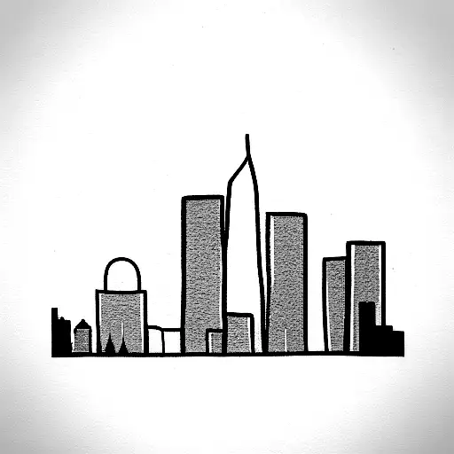 Skyline mit Berg gruppe im Hintergrund tattoo design idea