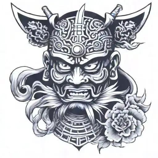 japanese samurai mask chest tattoo design tattoo design idea