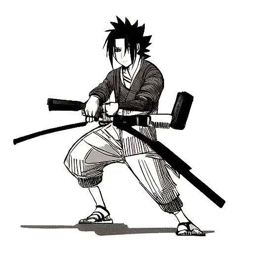 sasuke with a gun tattoo design idea