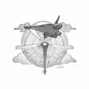 airplane and train tattoo design idea