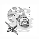 airplane and train tattoo design idea