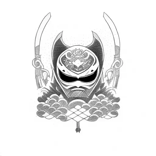 Japan Mask and katana tattoo design idea