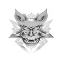 Japan Mask and katana tattoo design idea