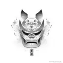 Japan Mask and katana tattoo design idea