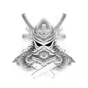 Japan Mask and katana tattoo design idea