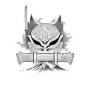 Japan Mask and katana tattoo design idea
