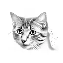 2 little girls in a shopping cart driving very fast, shocked cat in front of the shopping cart tattoo design idea