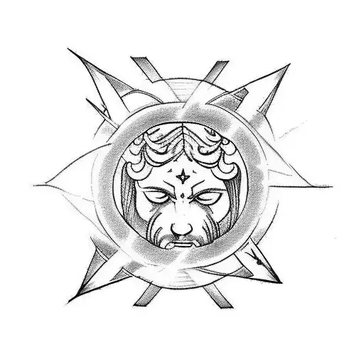 Generate a simple tattoo design incorporating symbols representing the archangels Gabriel, Michael, and Raphael, along w tattoo design idea