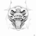 bosque con gorila rinoceronte serpiente aguila y debajo mar con tiburon  tattoo design idea